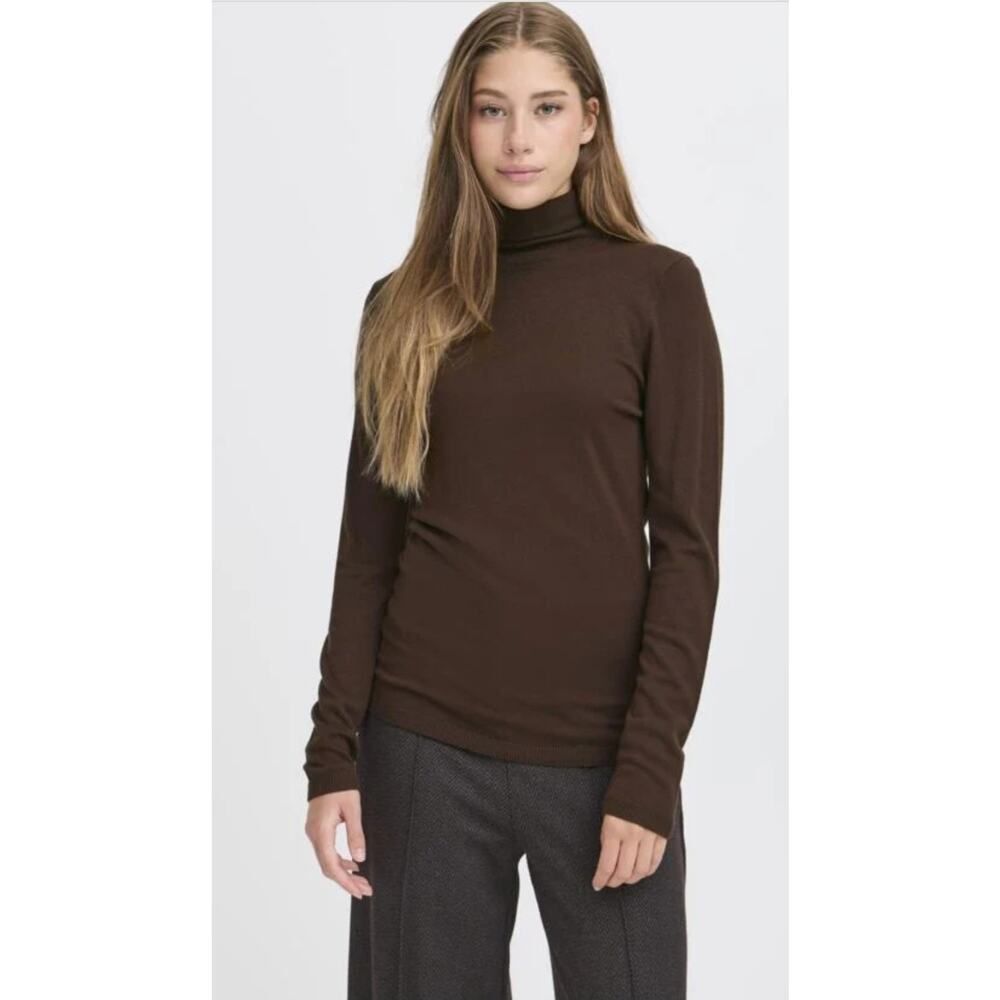 Ichi IHMAFA Pullover Turtleneck Sweater, Size Small, Color Coffee Bean